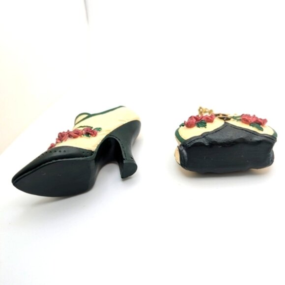 2 Pieces Miniature Victorian Matching Shoe Beige Black Pink - Picture 4 of 4